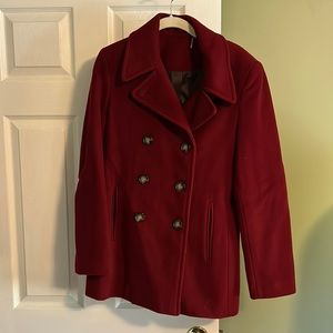 Calvin Klein dark red pea coat. Excellent used condition. Worn 2-3 times.